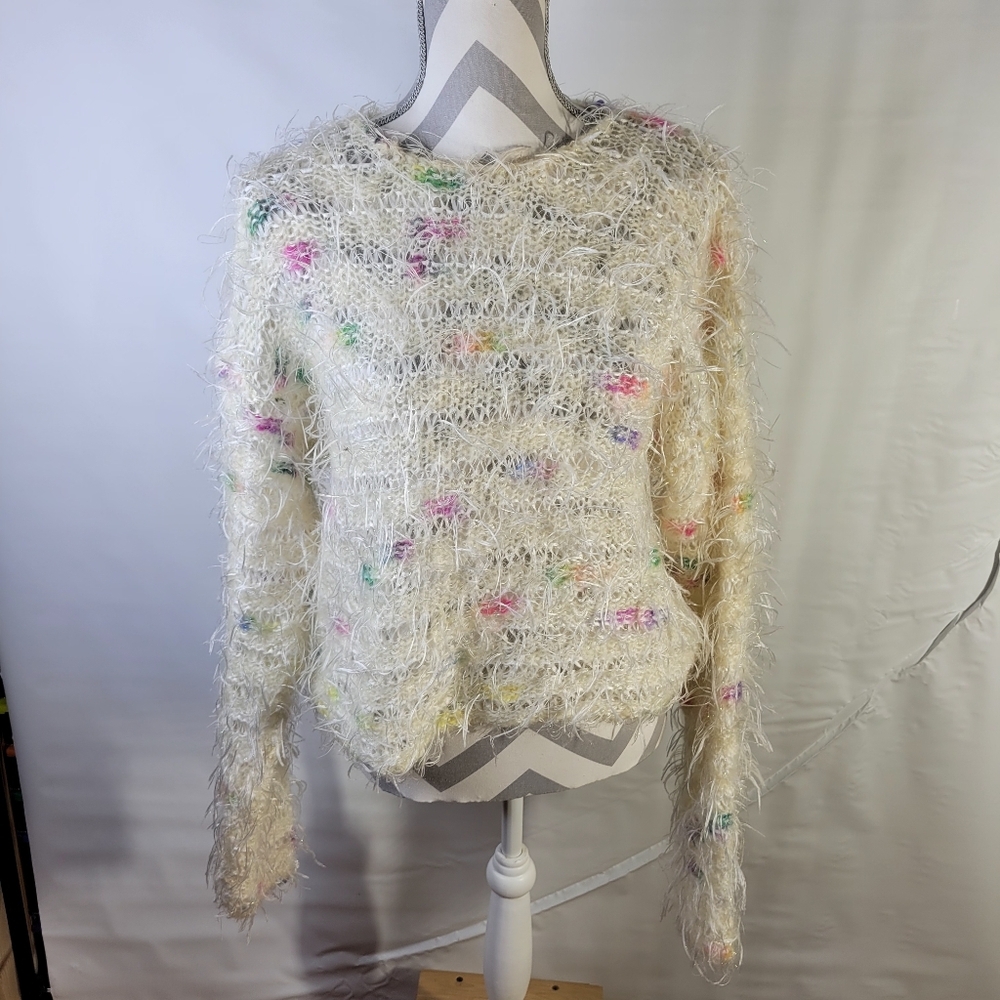 Creazioni effeci Womans Mohair Blend Shaggy Colorful Sweater Size Large